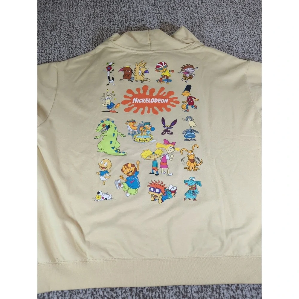 Nickelodeon Rugrats/Hey Arnold/Ren & Stimpy/Rocket Power White Hoodie, Men's 2XL